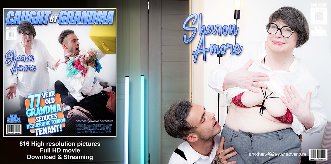 Sharon Amore, Willy Regal – Caughty By Grandma. 77 Year Old Grandma Seduces Her Jerking Toyboy Tenant! – Mature.NL